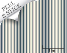 Ticking stripe pattern, denim color. 1:48 quarter scale peel and stick wallpaper