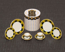 Black and Gold Decals with Dishes for 1:24 scale dollhouse miniatures