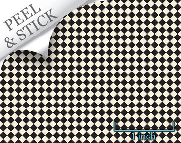 Peel and Stick Wallpaper Flooring - Checkered Past, Black and White Check Diamond