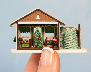 Micro Gingerbread Ornament Shop with Furnishings