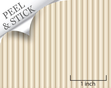 Ticking stripe pattern, sand color. 1:48 quarter scale peel and stick wallpaper