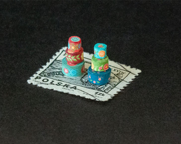 Folk art style bridal boxes kit for a 1:48 (quarter) scale miniature dollhouse scene.