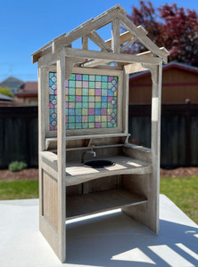 Sample - Potting Bench w/Stained Glass - CLOSEOUT