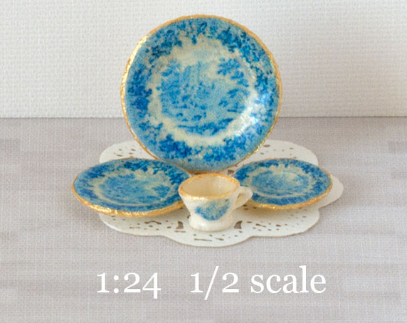 1:24 half scale French Blue decals for miniature dishes