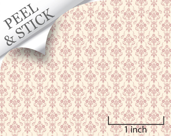 Bouquet, Pink. 1:48 quarter scale peel and stick wallpaper