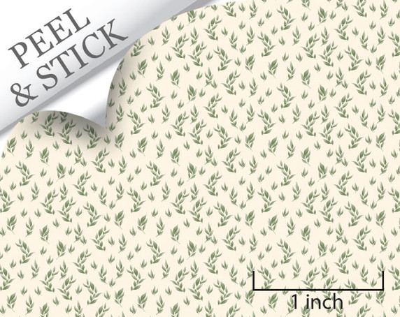 Branch pattern, moss color. 1:48 quarter scale peel and stick wallpaper