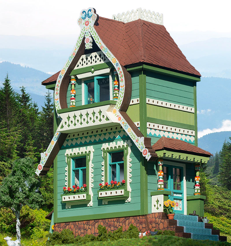 Vintage Folk Art Cottage Style Doll House