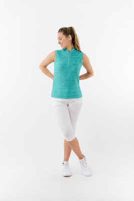 Pure Golf Cove Ladies Sleeveless Polo Shirt - Ocean Blue