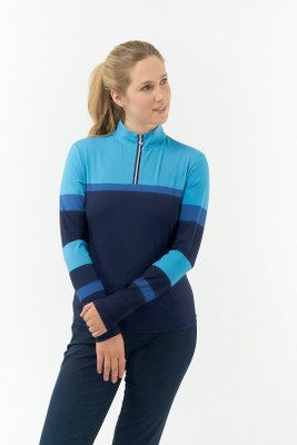 Pure Golf Luna Quarter Zip Top - Tourmaline Blue