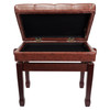 Crown Premium Tufted Double Padded Height Adjustable Piano Stool with Storage Compartment (Walnut)