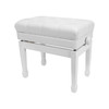 Crown Premium Tufted Double Padded Height Adjustable Piano Stool with Storage Compartment (White)