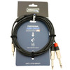 Y cable 1.5m, REAN 3.5mm TRS plug - 2 x 6.35mm TS plug