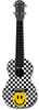 Kealoha "Checkerboard Smiley Face" Design Concert Ukulele with Black ABS Resin Body