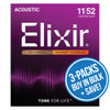 Elixir 16538 Nanoweb 80/20  11-52 3 Pack Custom Light Elixir 16538 Nanoweb 80/20  11-52 3 Pack Custom Light