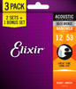 Elixir 16539 Nanoweb 80/20  12-53 3 Pack Light - 3 packs for 2! Elixir 16539 Nanoweb 80/20  12-53 3 Pack Light - 3 packs for 2!