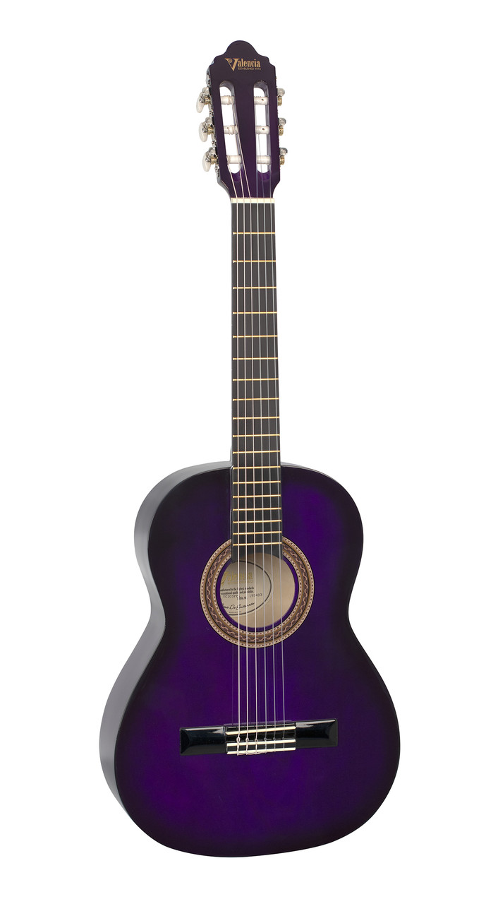 VALENCIA VC103PPS Classical Guitar Purple Sunburst 3/4 Size