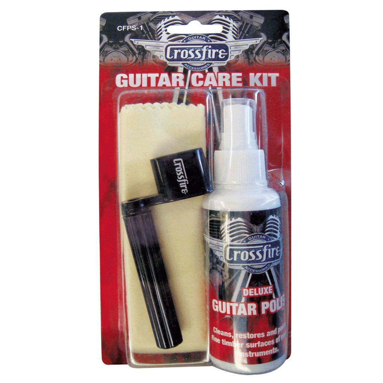 Crossfire Guitar Polish Kit (Polish, Polish Cloth & String Winder)