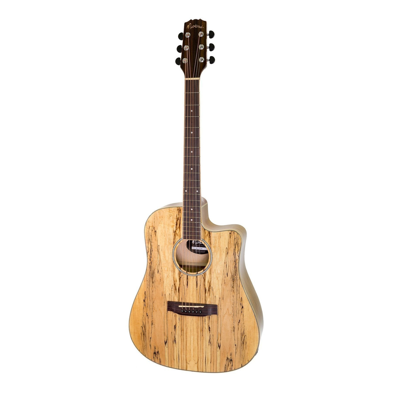 Martinez 'Mosaic' Acoustic-Electric Dreadnought Cutaway Guitar (Natural Gloss)