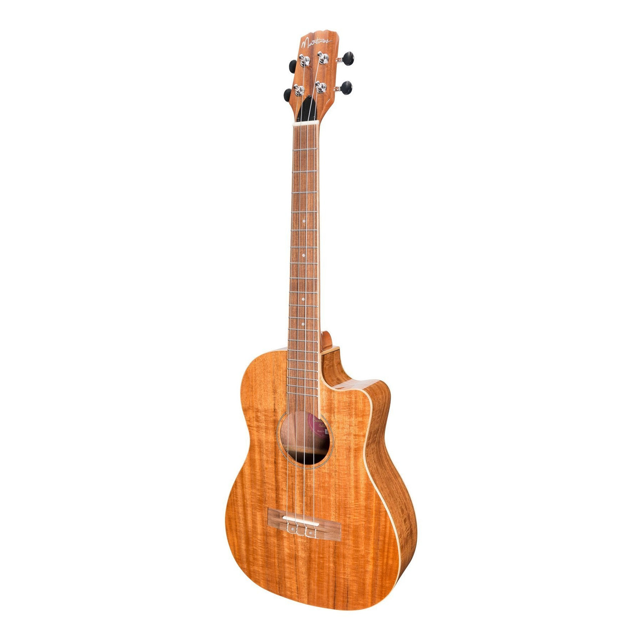 Martinez 'Southern Belle 8 Series' Koa Solid Top Electric Cutaway Baritone Ukulele with Hard Case (Natural Gloss)