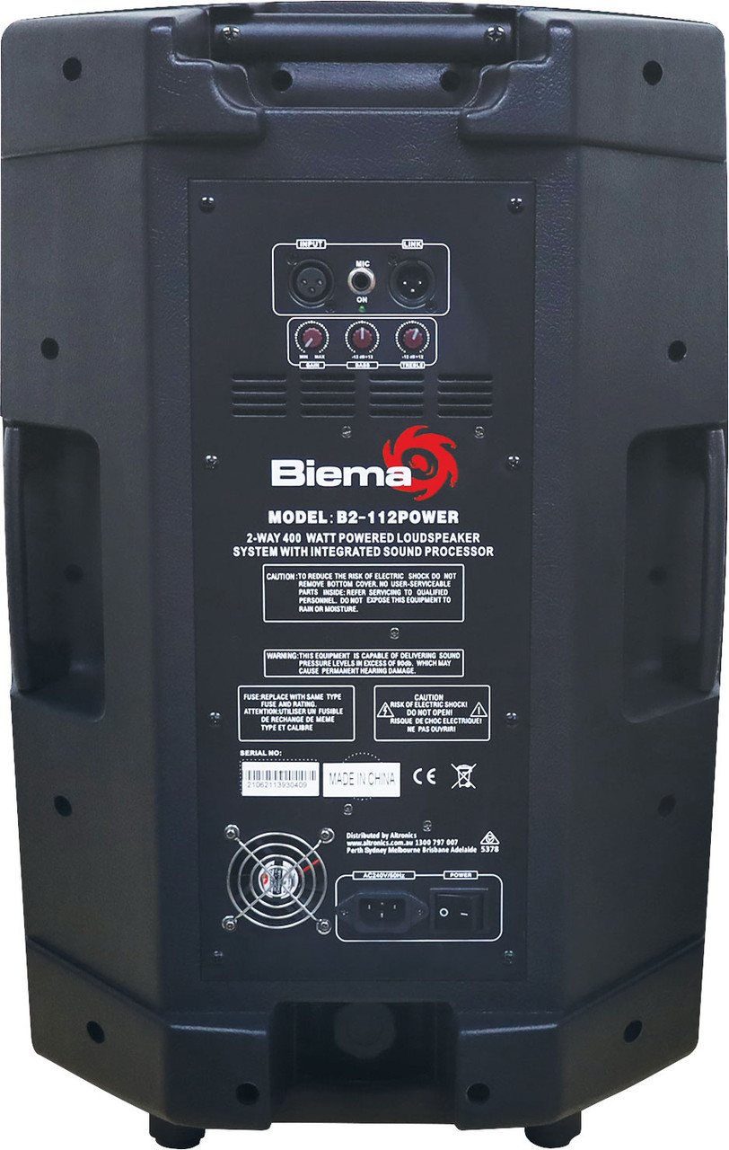 Biema 12” 2 Way 350W RMS Powered Club PA Speaker