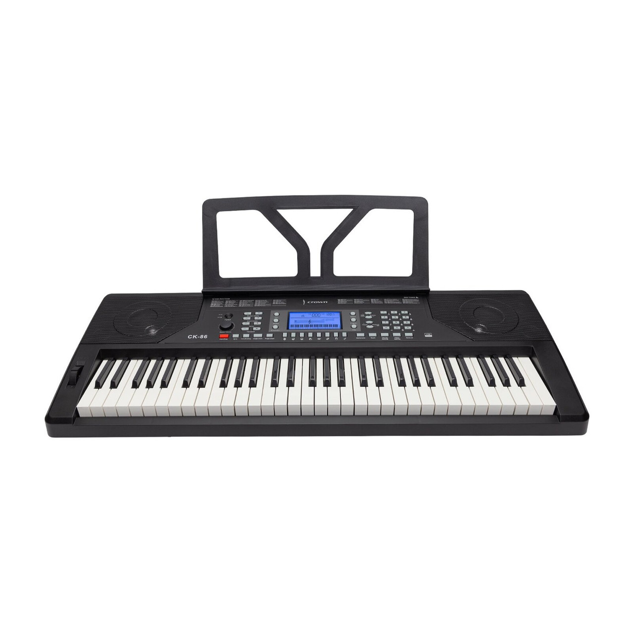 Crown CK-86-BLK 61 Touch Sensitive Multi-Function 61-Key Electronic Portable Keyboard with USB (Black)