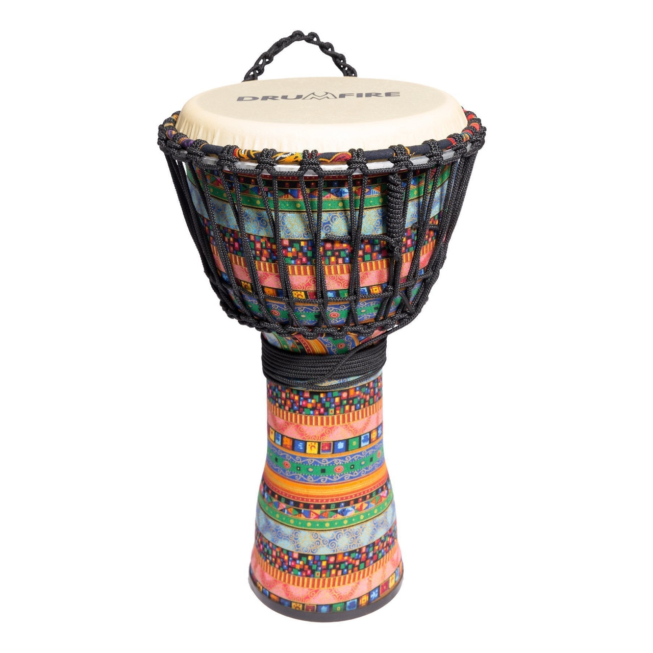 Drumfire 10" Synthetic Head Rope Djembe (Multicolour)
