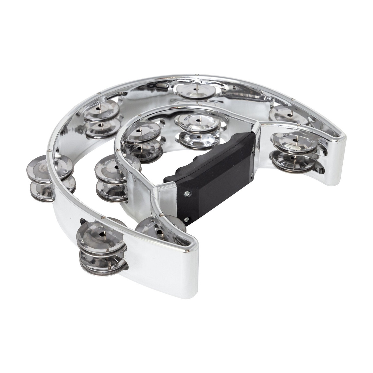 Drumfire Double Row Half Moon Tambourine (Chrome)