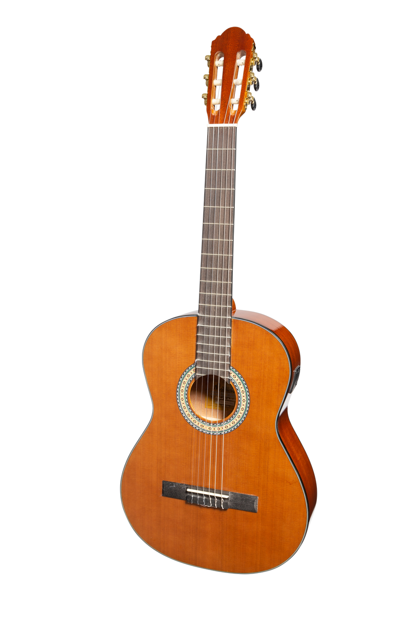 Martinez G-Series Left Handed 3/4 Size Student Classical Guitar Pack with Built In Tuner (Natural-Gloss)