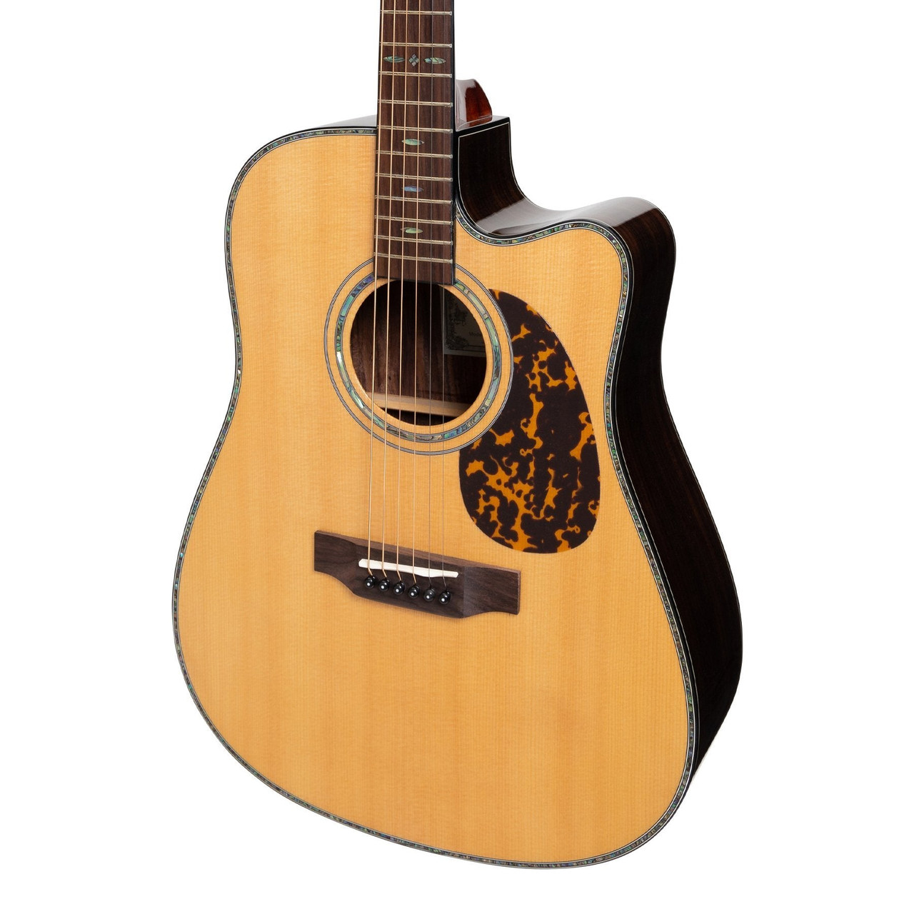 Saga DS20 Solid Spruce Top Acoustic-Electric Dreadnought Cutaway Guitar (Natural Gloss)