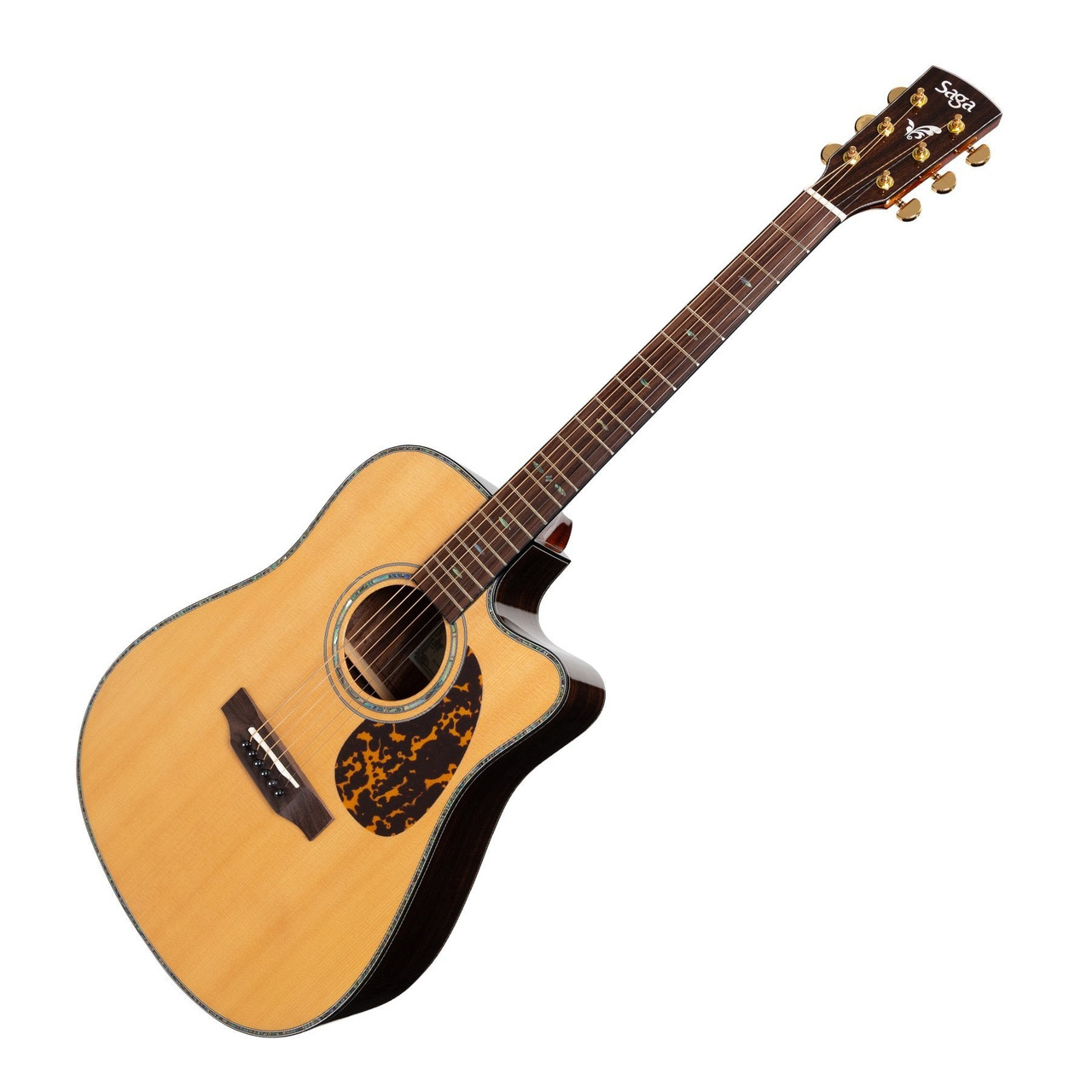 Saga DS20 Solid Spruce Top Acoustic-Electric Dreadnought Cutaway Guitar (Natural Gloss)