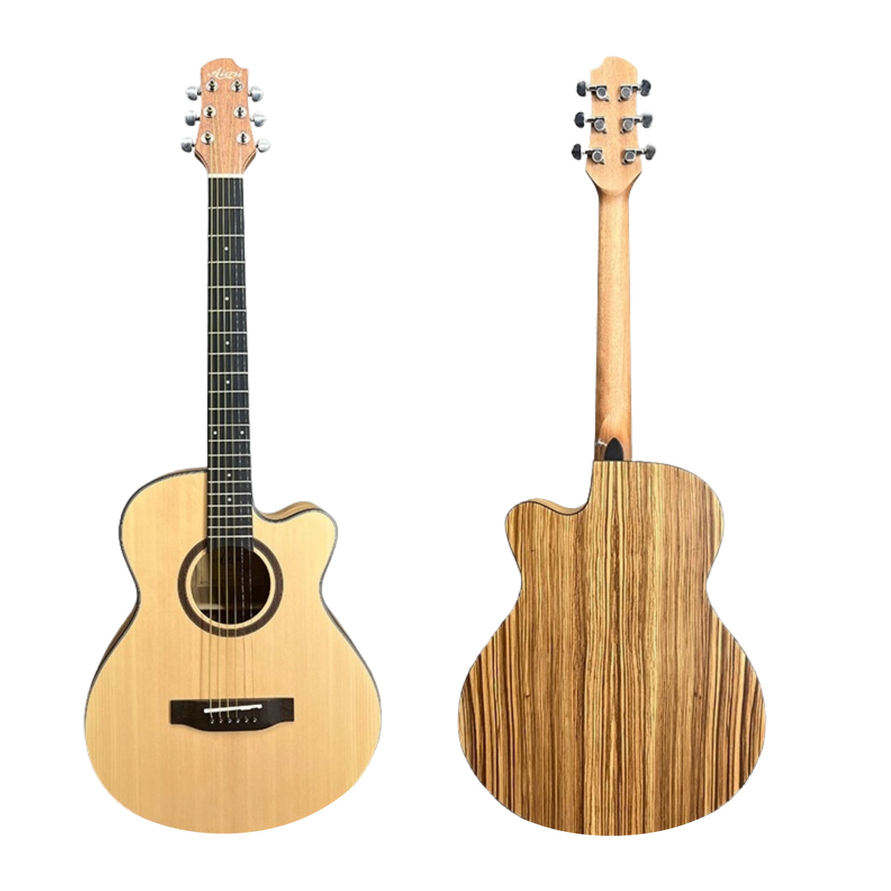 Aiersi SG02SZC-40 solid top zebrawood cutaway Acoustic Guitar