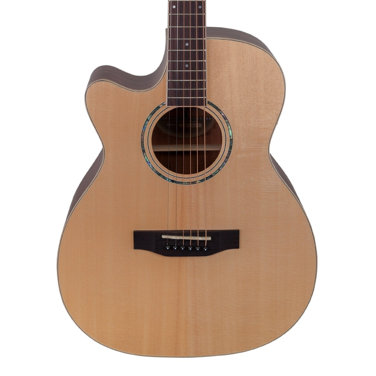 Timberidge '1 Series' Left Handed Spruce Solid Top Acoustic-Electric Small Body Cutaway Guitar (Natural Satin)