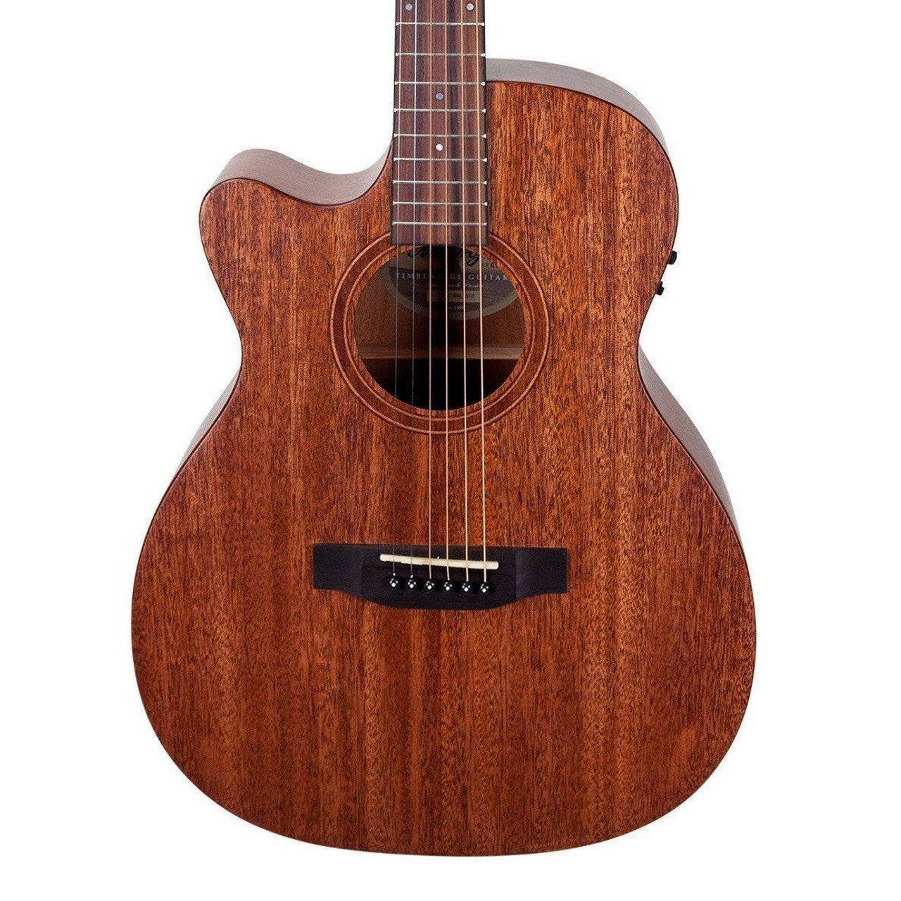 Timberidge 'Messenger Series' Left Handed Mahogany Solid Top Acoustic-Electric Small Body Cutaway Guitar (Natural Satin)