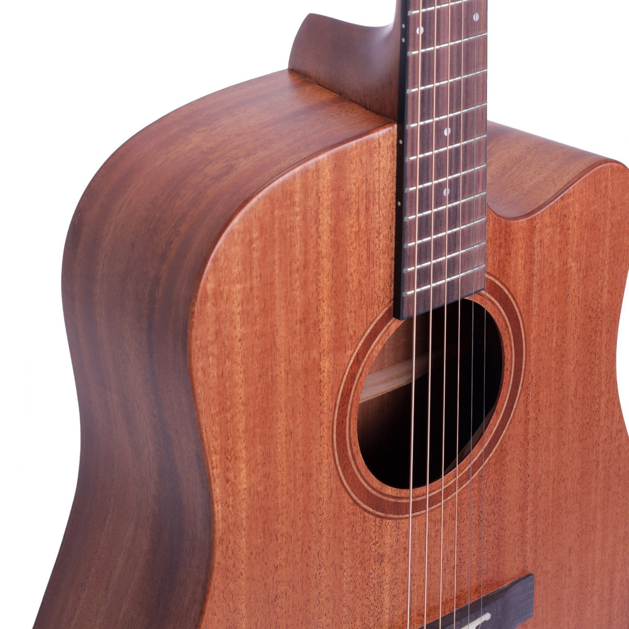 Timberidge 'Messenger Series' Mahogany Solid Top & Body Acoustic-Electric Dreadnought Cutaway Guitar (Natural Satin)