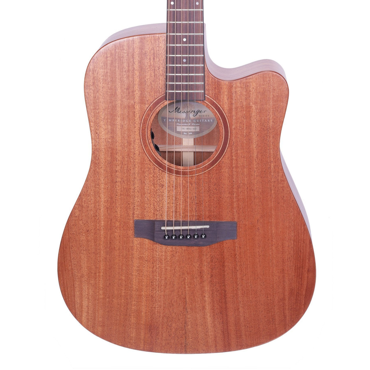Timberidge 'Messenger Series' Mahogany Solid Top & Body Acoustic-Electric Dreadnought Cutaway Guitar (Natural Satin)