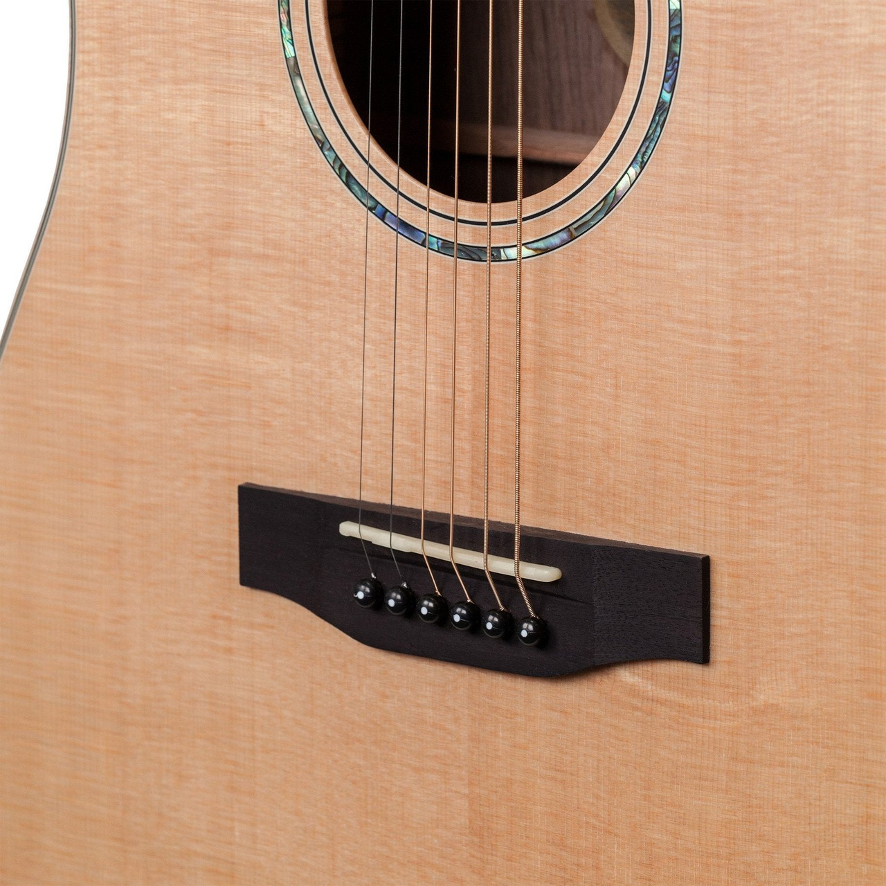 Timberidge '3 Series' Left Handed Spruce Solid Top Acoustic-Electric Small Body Cutaway Guitar with 'Tree of Life' Inlay (Natural Satin)