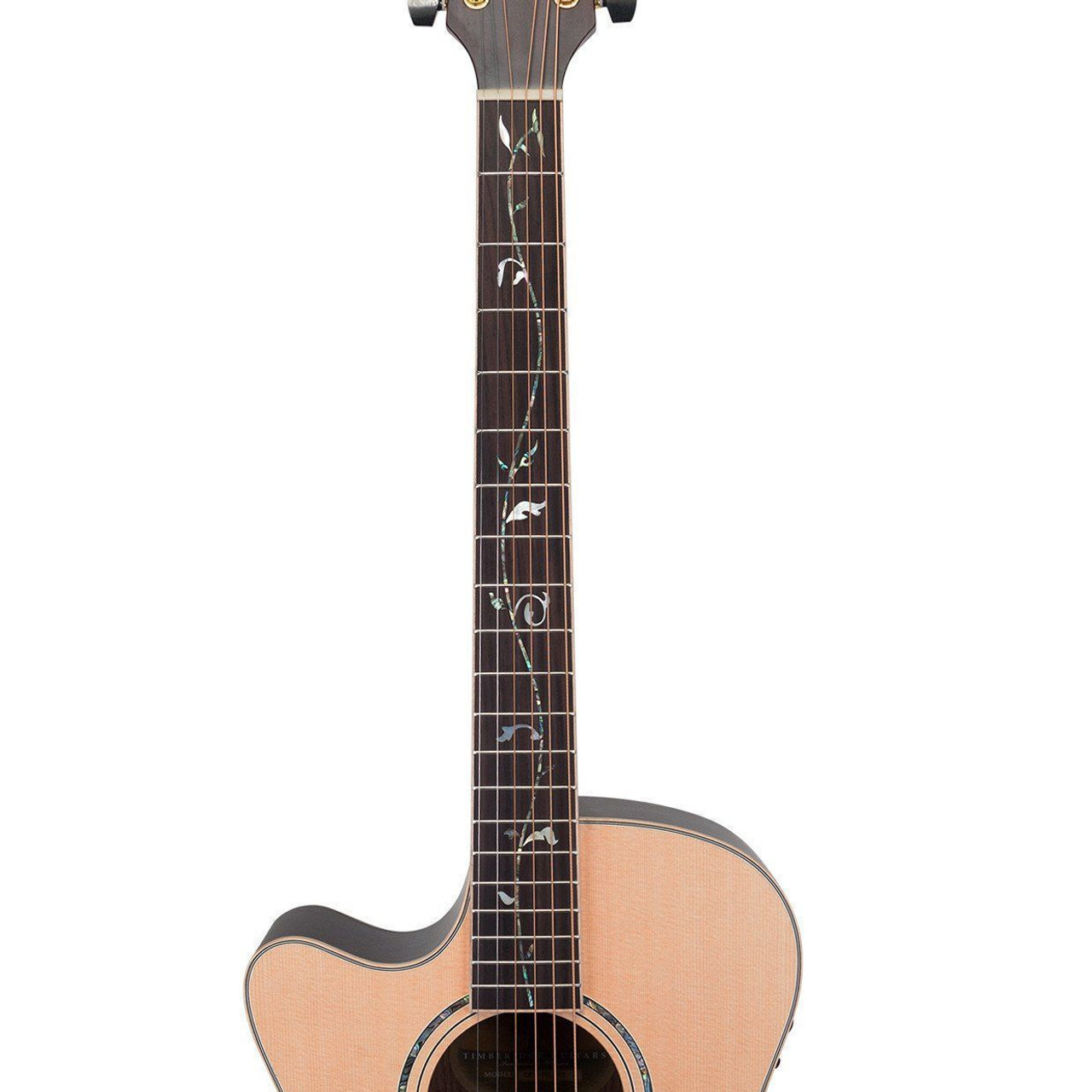 Timberidge '3 Series' Left Handed Spruce Solid Top Acoustic-Electric Small Body Cutaway Guitar with 'Tree of Life' Inlay (Natural Satin)