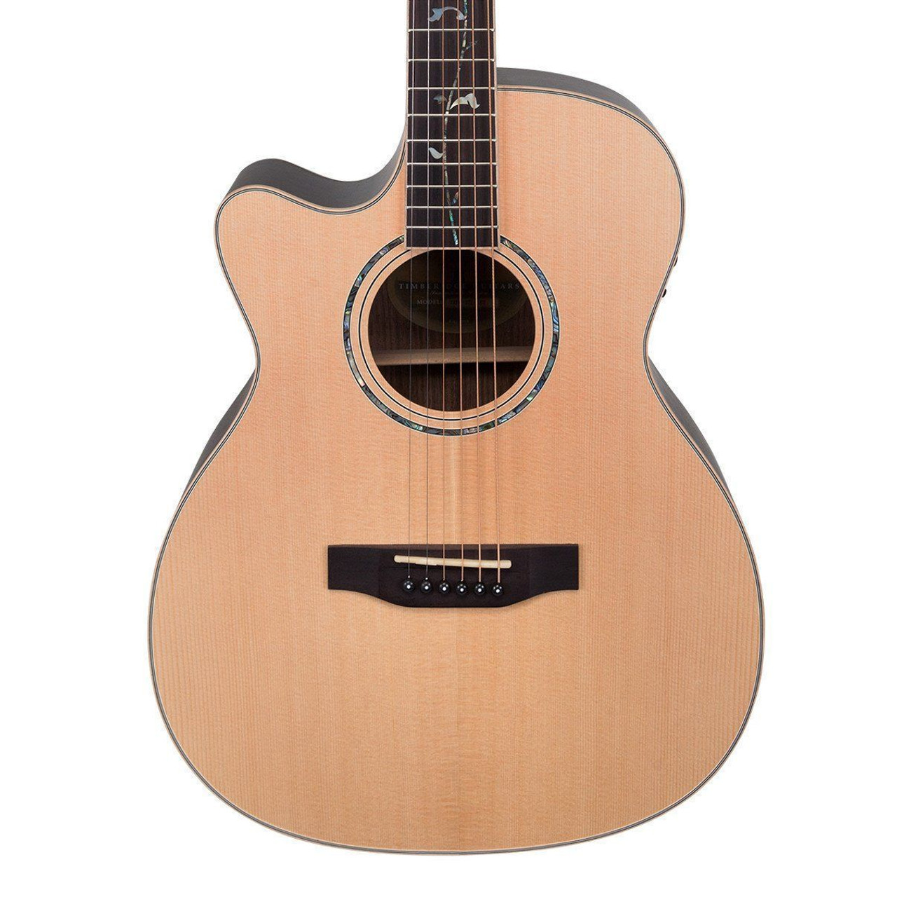 Timberidge '3 Series' Left Handed Spruce Solid Top Acoustic-Electric Small Body Cutaway Guitar with 'Tree of Life' Inlay (Natural Satin)