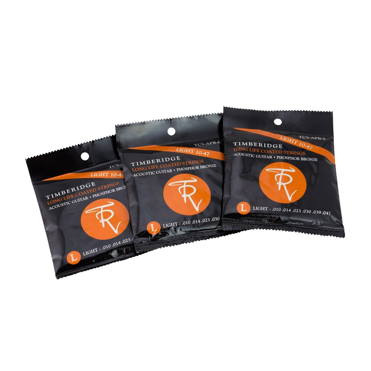 Timberidge 3 Pack Light Phosphor Bronze Long Life Coated Acoustic Guitar Strings (10-47)