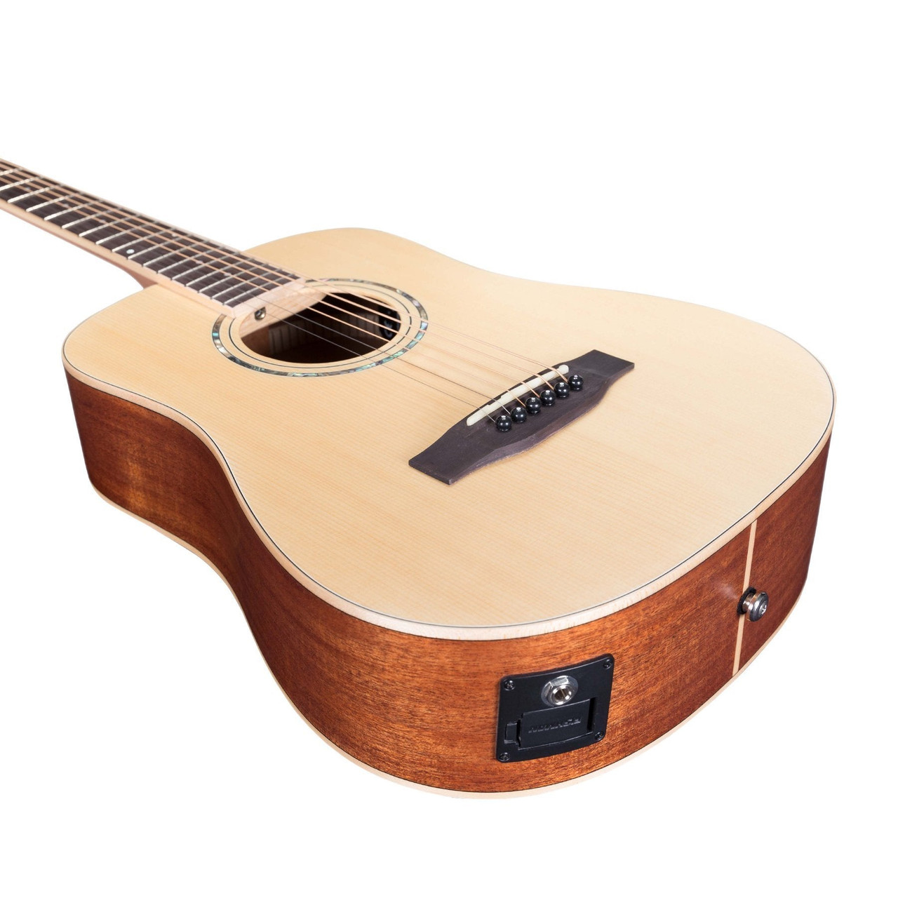 Timberidge '1 Series' Left Handed Spruce Solid Top Acoustic-Electric Traveller Mini Guitar (Natural Satin)