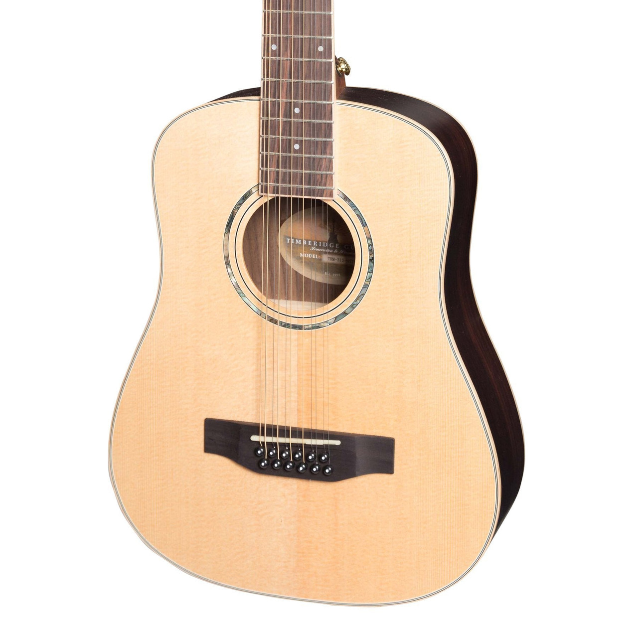Timberidge '3 Series' 12-String Spruce Solid Top Acoustic-Electric Traveller Mini Guitar (Natural Satin)