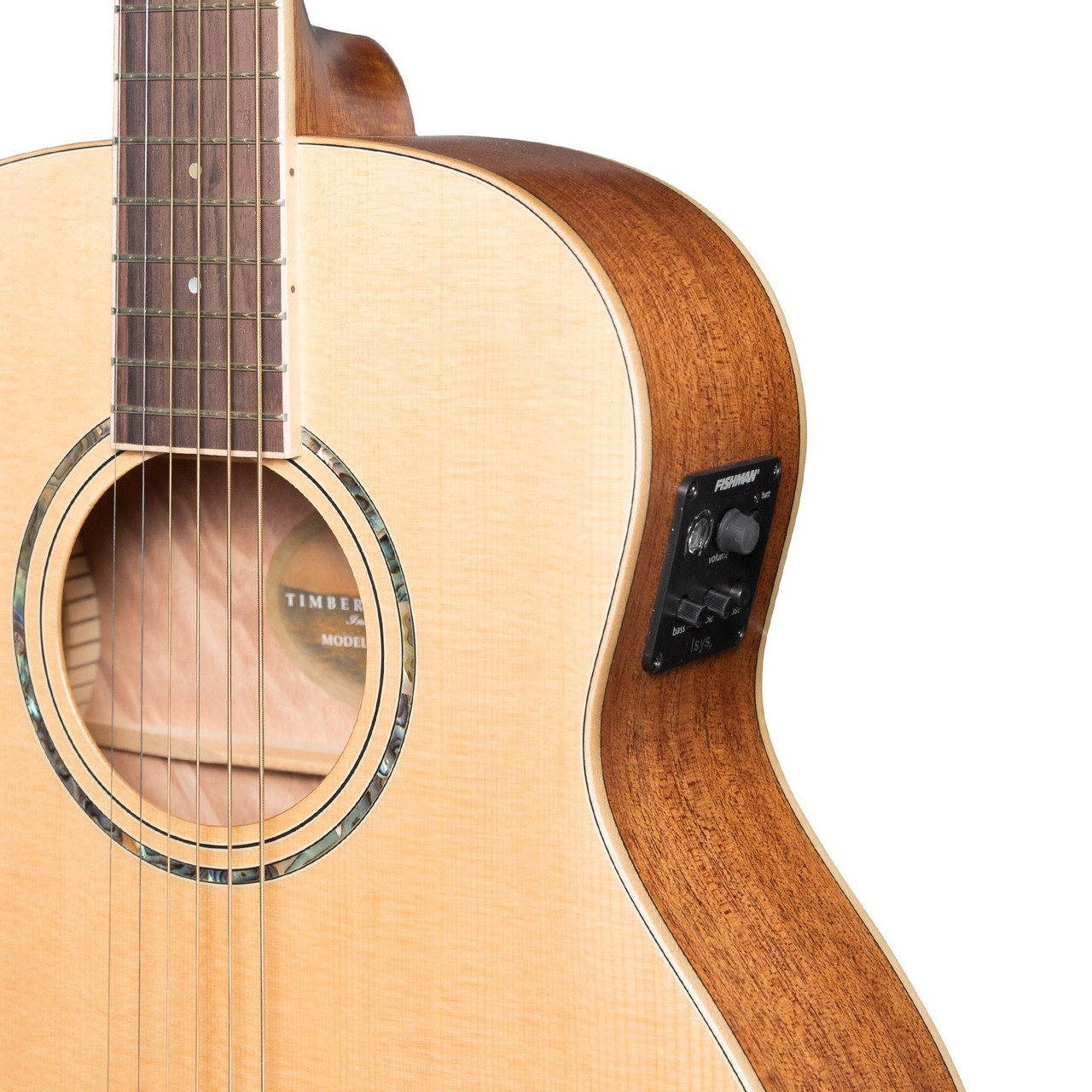 Timberidge '1 Series' Left Handed Solid Top Acoustic-Electric TS-Mini Guitar (Natural Satin)