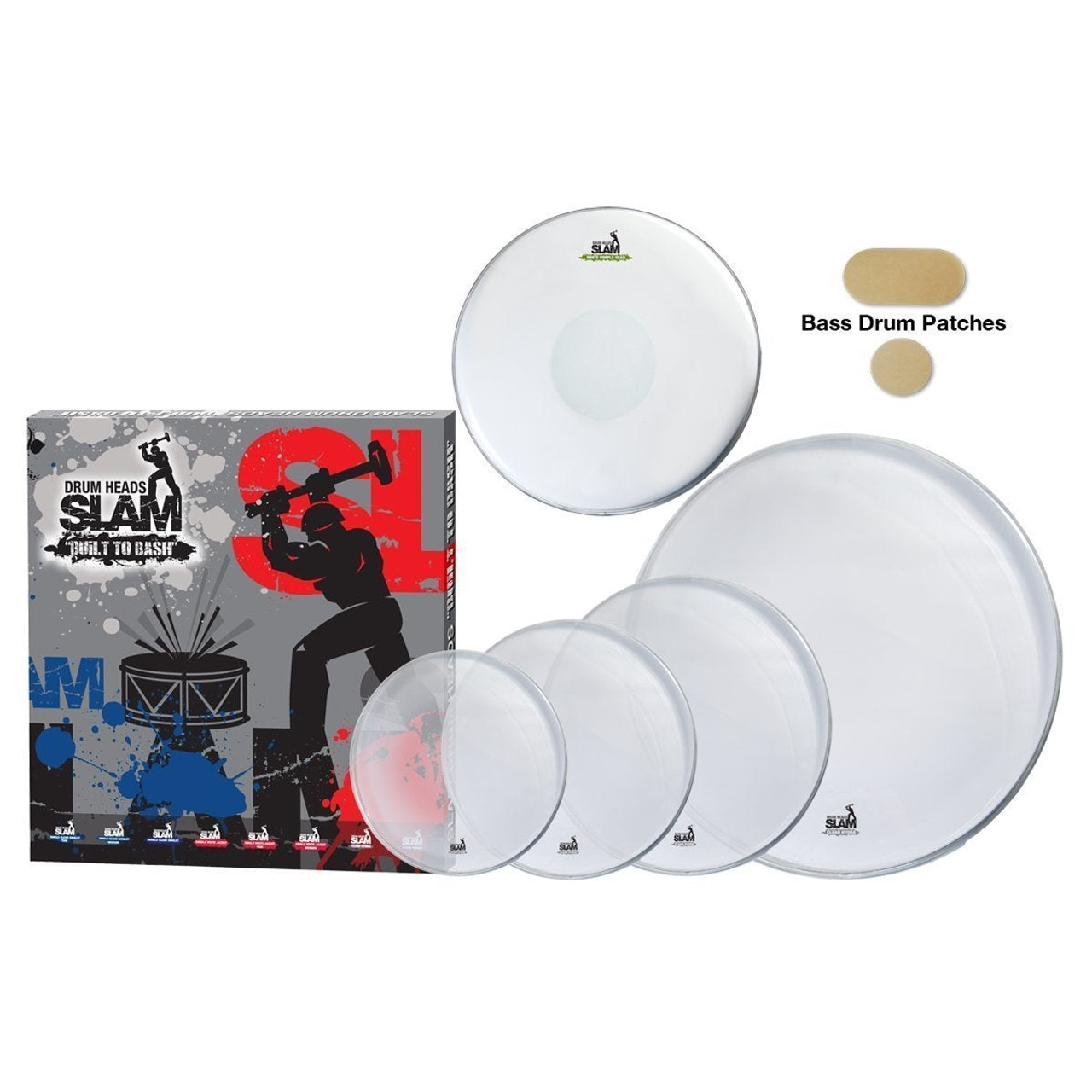 Slam Single Ply Clear Medium Weight Rock Drum Head Pack (12"T/13"T/16"T/14"S/22"BD)