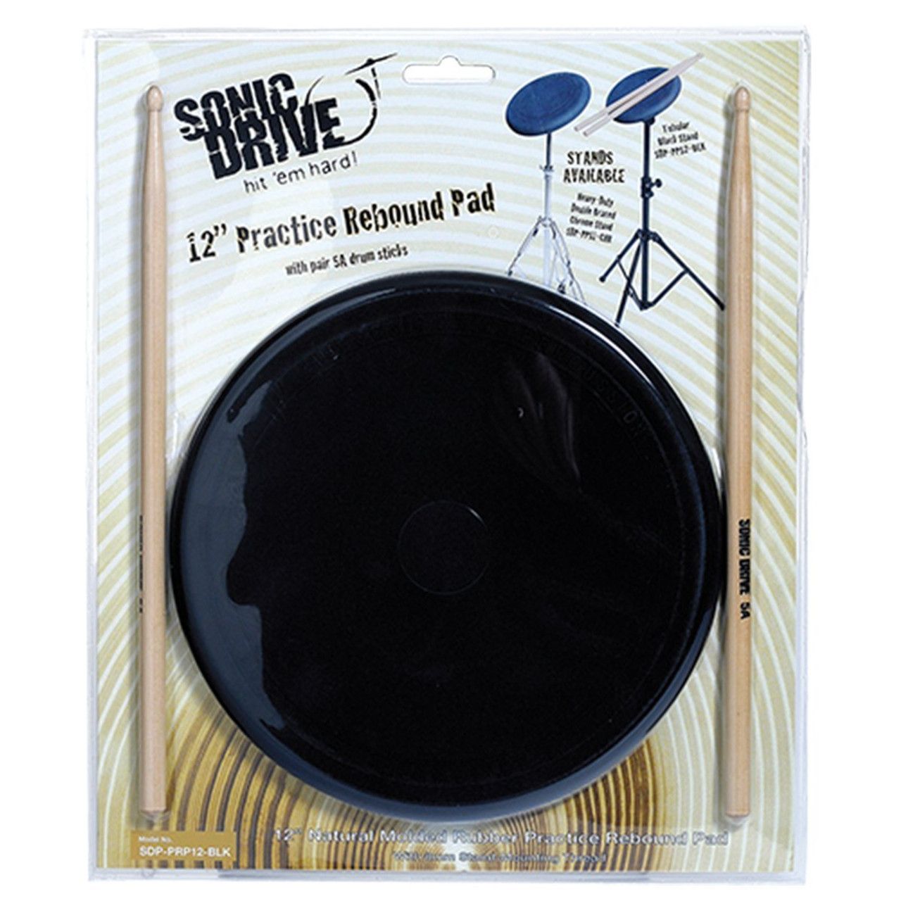 Sonic Drive Natural Rebound Drum Practise Pad Set (12")