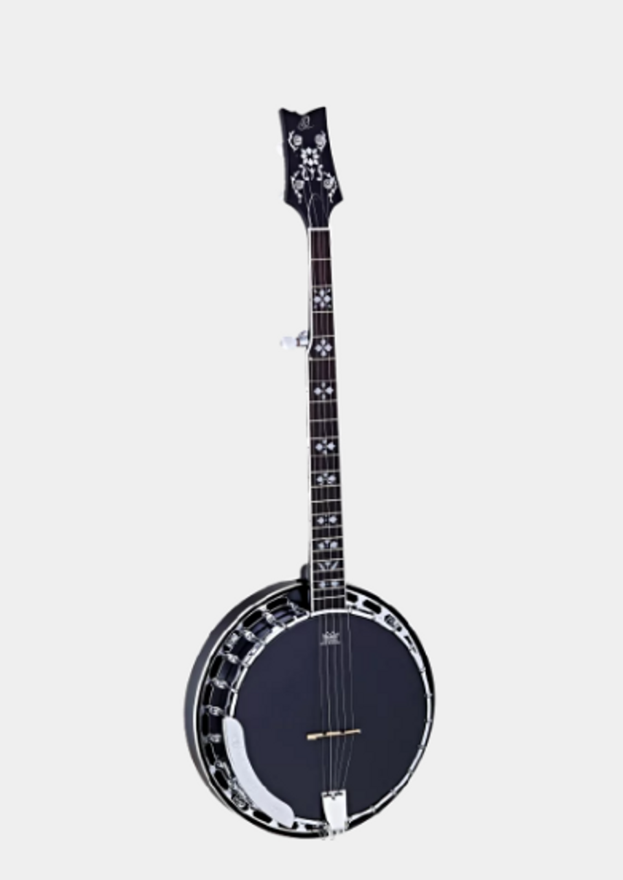 Ortega Raven Series Banjo, 5-String, Mahogany Neck & Resonator, With Deluxe Banjo Bag (ORT-OBJ450-SBK)