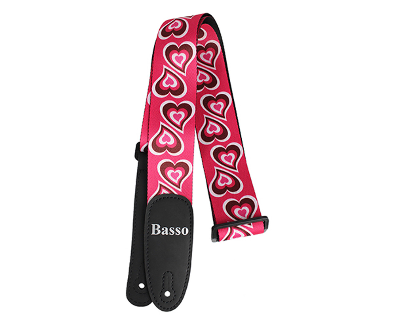 Basso Guitar Strap-Poly Pop Art Pink Hearts DE19