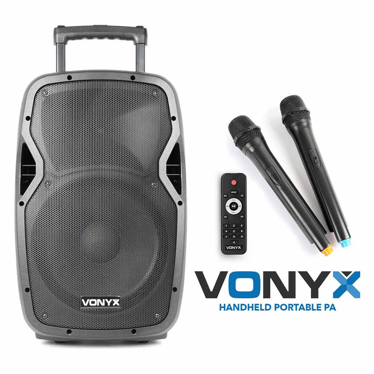Vonyx AP1200-PA 12" Portable Speaker with Dual Wireless Microphones 600W