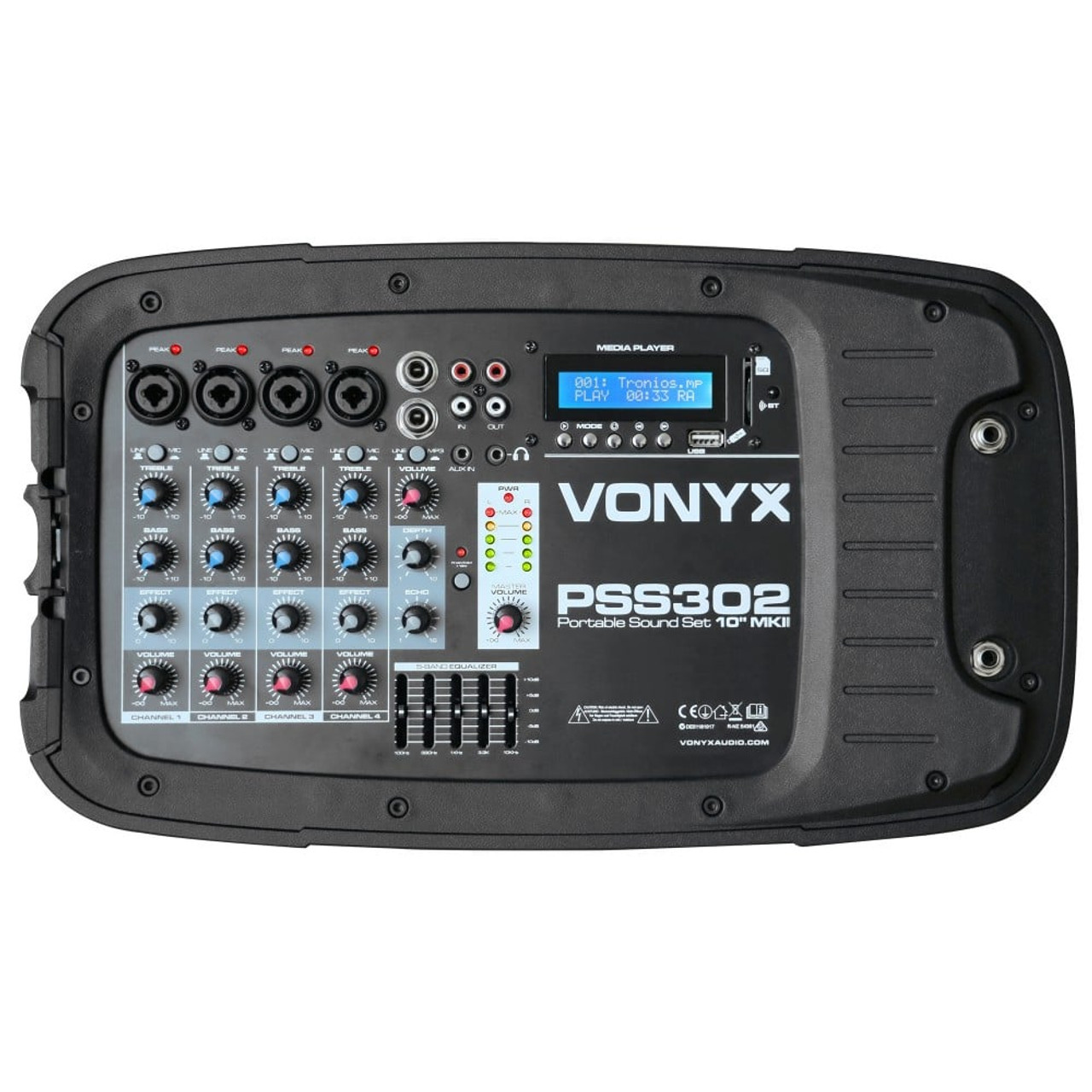 Vonyx PSS302 10" Portable PA System with Bluetooth 300W