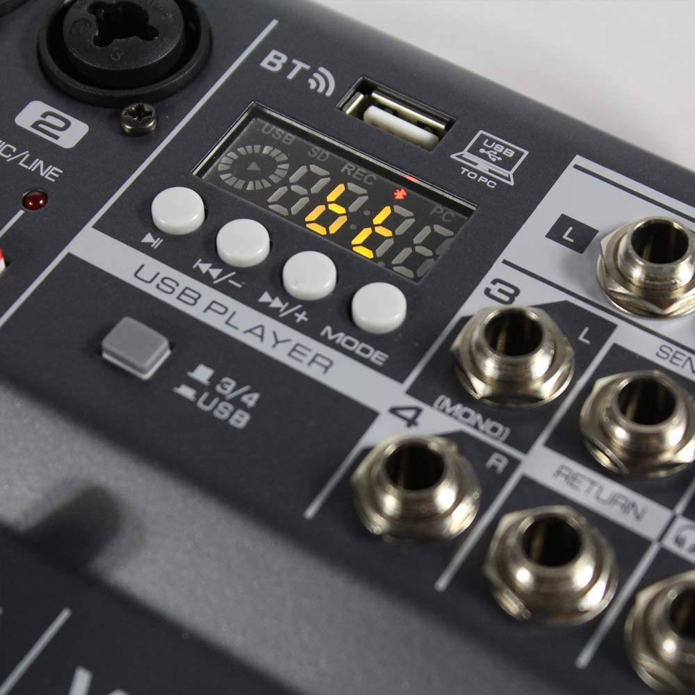 Vonyx VMM301 USB-Mixer – 3-Kanal-Mischpult Mit Bluetooth, USB-Audiointerface & Phantomspeisung Für Podcast, Gesang & Heimstudio