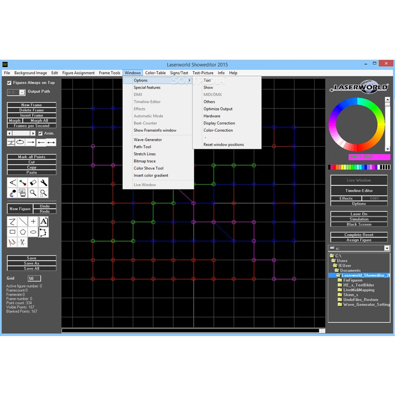 Laserworld ShowNET Interface with Showeditor Laser Software